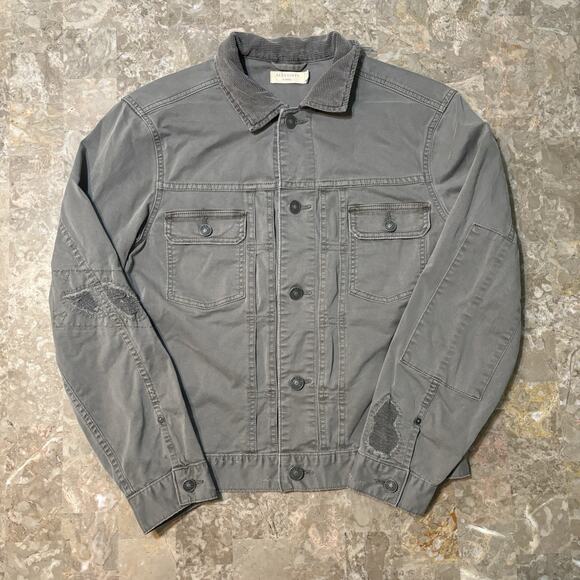 All Saints Jacket Mens XS Brown Twidro Trucker Distressed Corduroy Collar - Picture 1 of 8